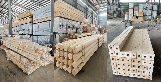 顺兴林木业车间防腐木原料区